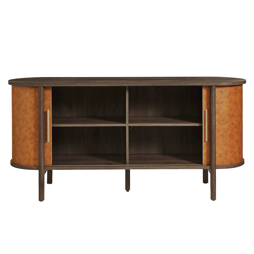 Coralie Curved Vegan Leather Oval Sideboard. Picture 7