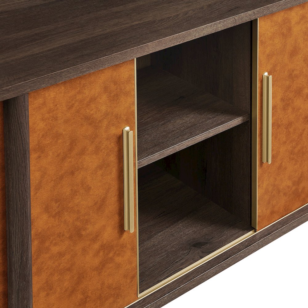 Coralie Curved Vegan Leather Oval Sideboard. Picture 8