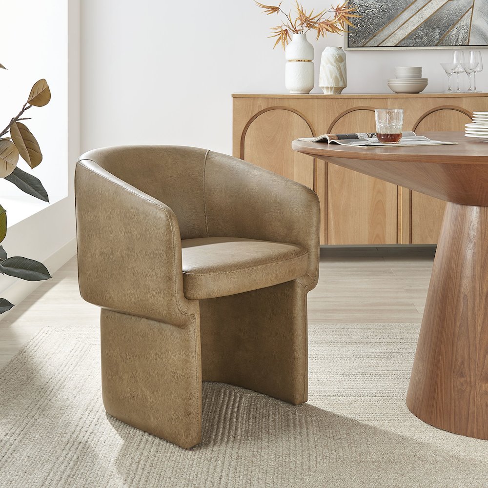 Verity Barrel Back Vegan Leather Dining Chair. Picture 8