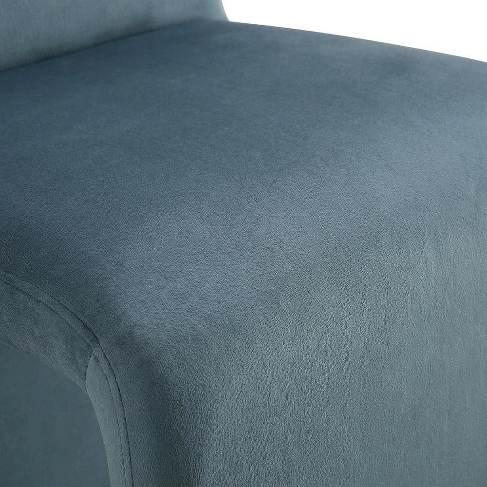 Upholstered Performance Velvet Dining Side Chair, Cadet Blue. Picture 6