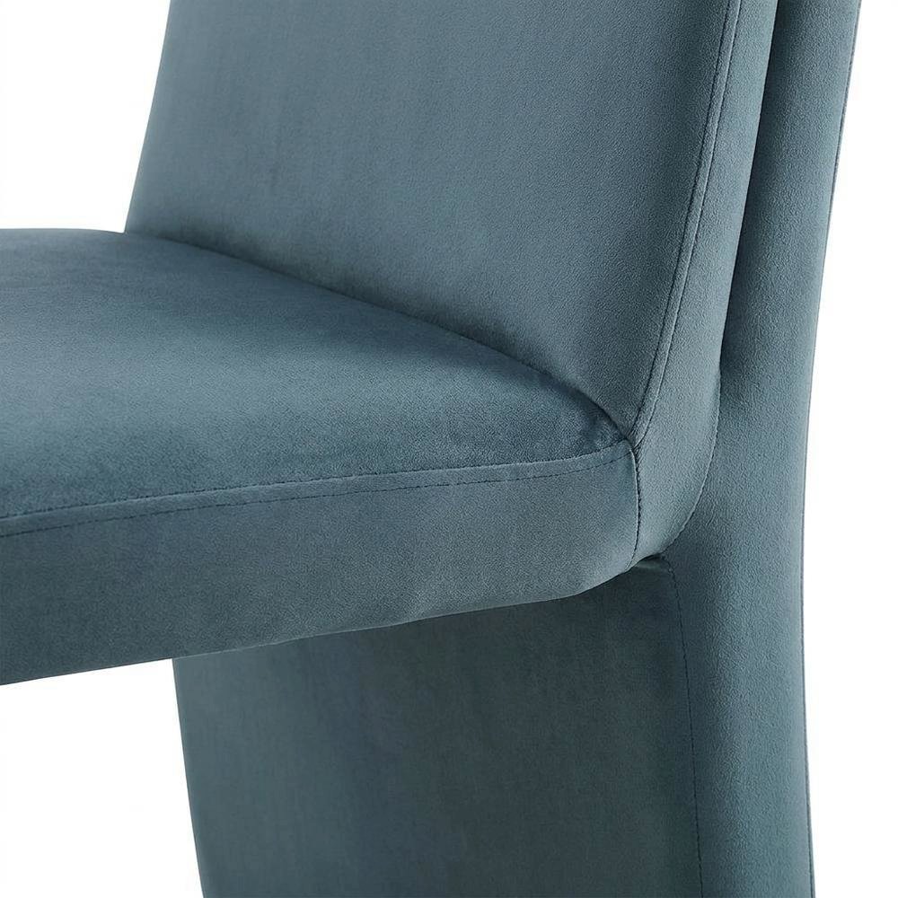 Upholstered Performance Velvet Dining Side Chair, Cadet Blue. Picture 7