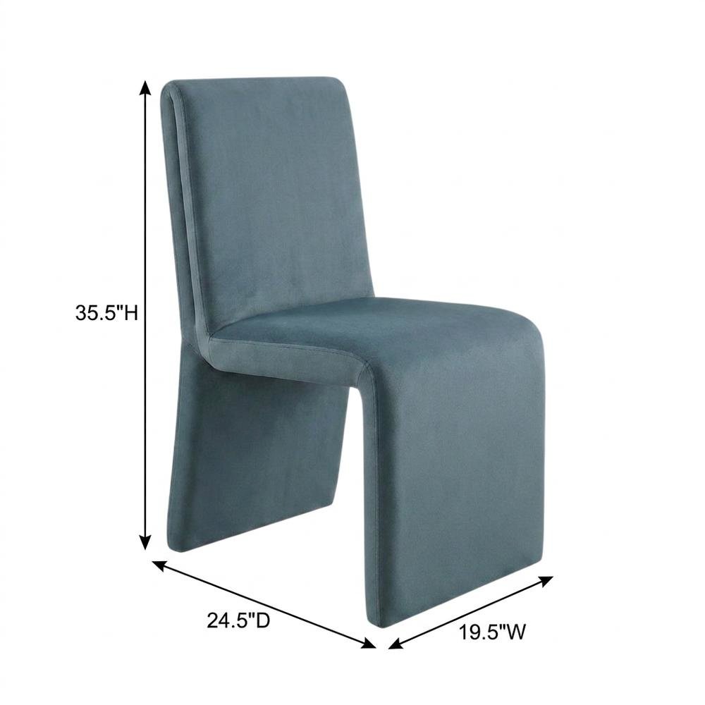 Upholstered Performance Velvet Dining Side Chair, Cadet Blue. Picture 5