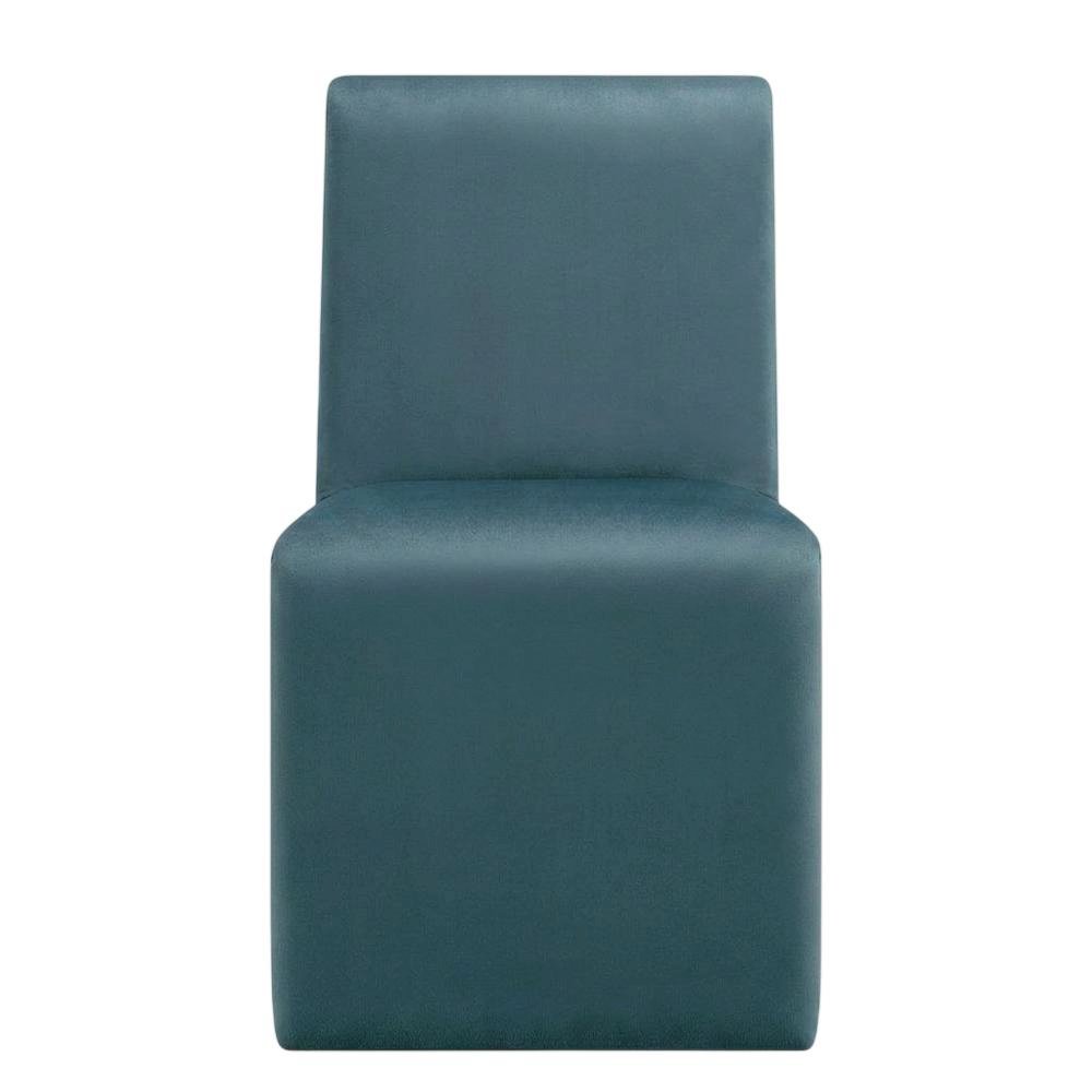 Upholstered Performance Velvet Dining Side Chair, Cadet Blue. Picture 1