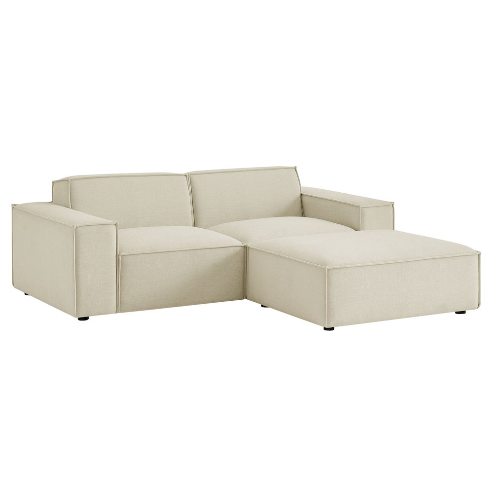 Restore 3-Piece Performance Fabric Upholstered Modular Loveseat with Ottoman. Picture 1