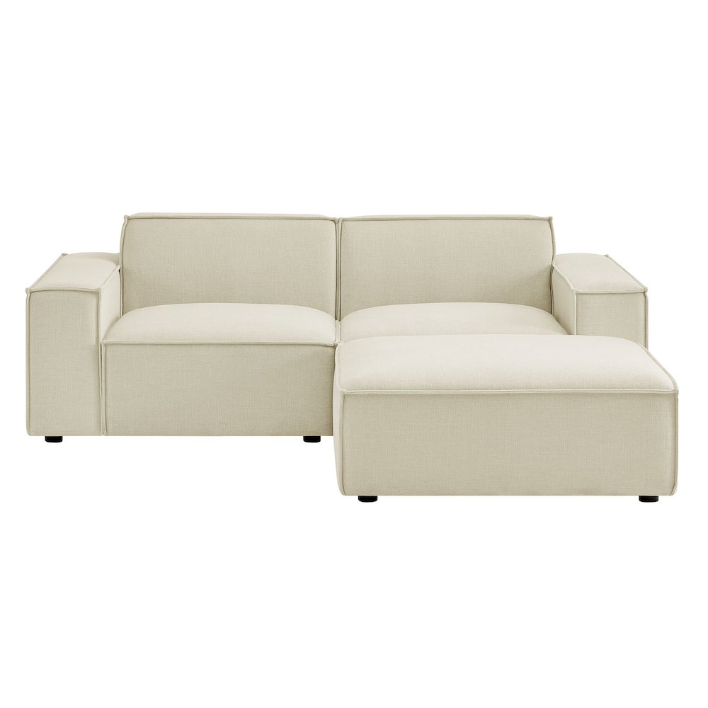 Restore 3-Piece Performance Fabric Upholstered Modular Loveseat with Ottoman. Picture 7
