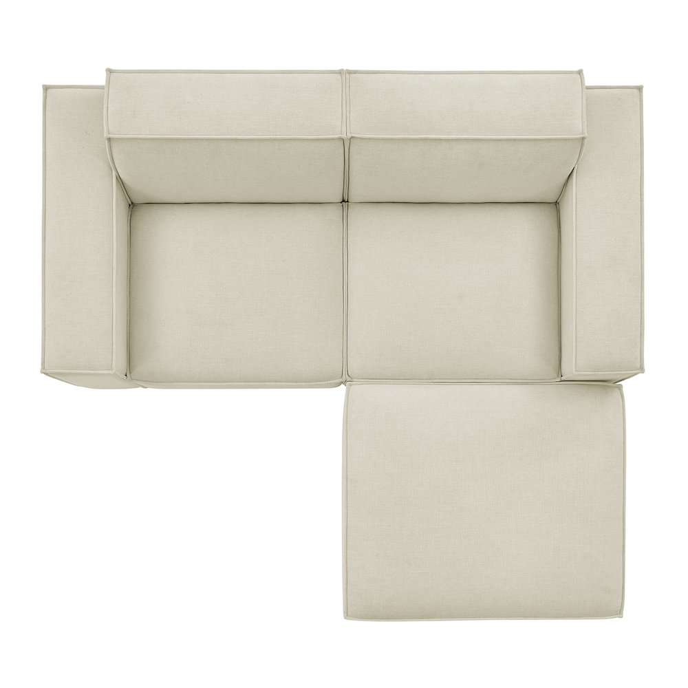 Restore 3-Piece Performance Fabric Upholstered Modular Loveseat with Ottoman. Picture 8