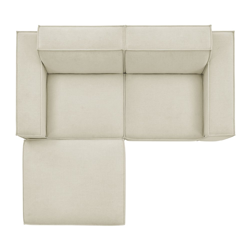 Restore 3-Piece Performance Fabric Upholstered Modular Loveseat with Ottoman. Picture 9