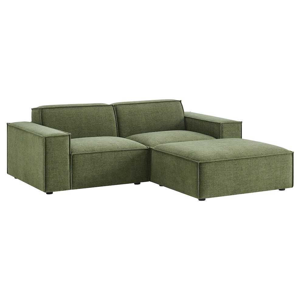 Restore 3-Piece Performance Fabric Upholstered Modular Loveseat with Ottoman. Picture 1