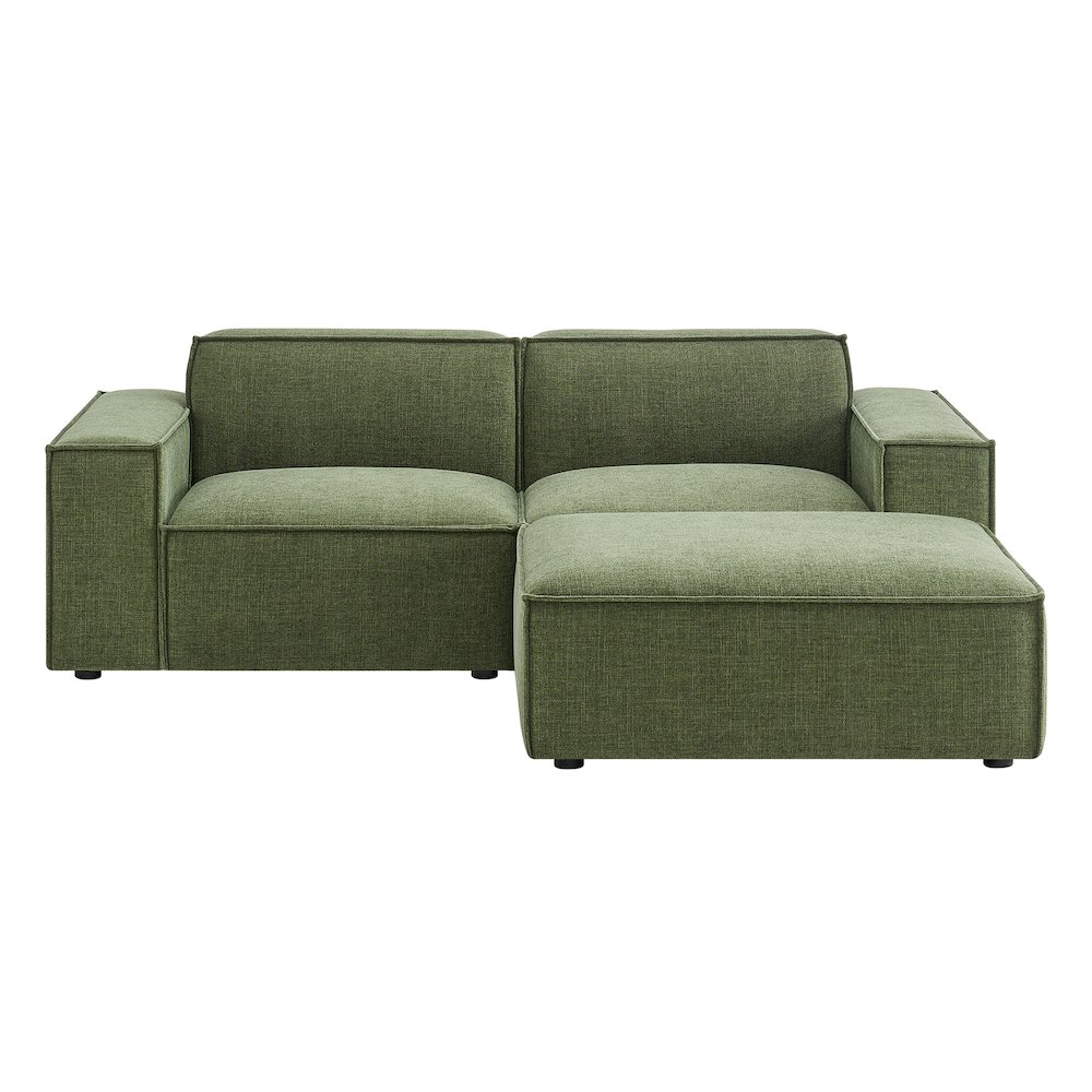 Restore 3-Piece Performance Fabric Upholstered Modular Loveseat with Ottoman. Picture 7