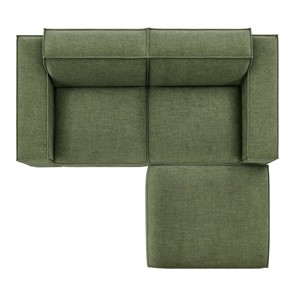 Restore 3-Piece Performance Fabric Upholstered Modular Loveseat with Ottoman. Picture 8