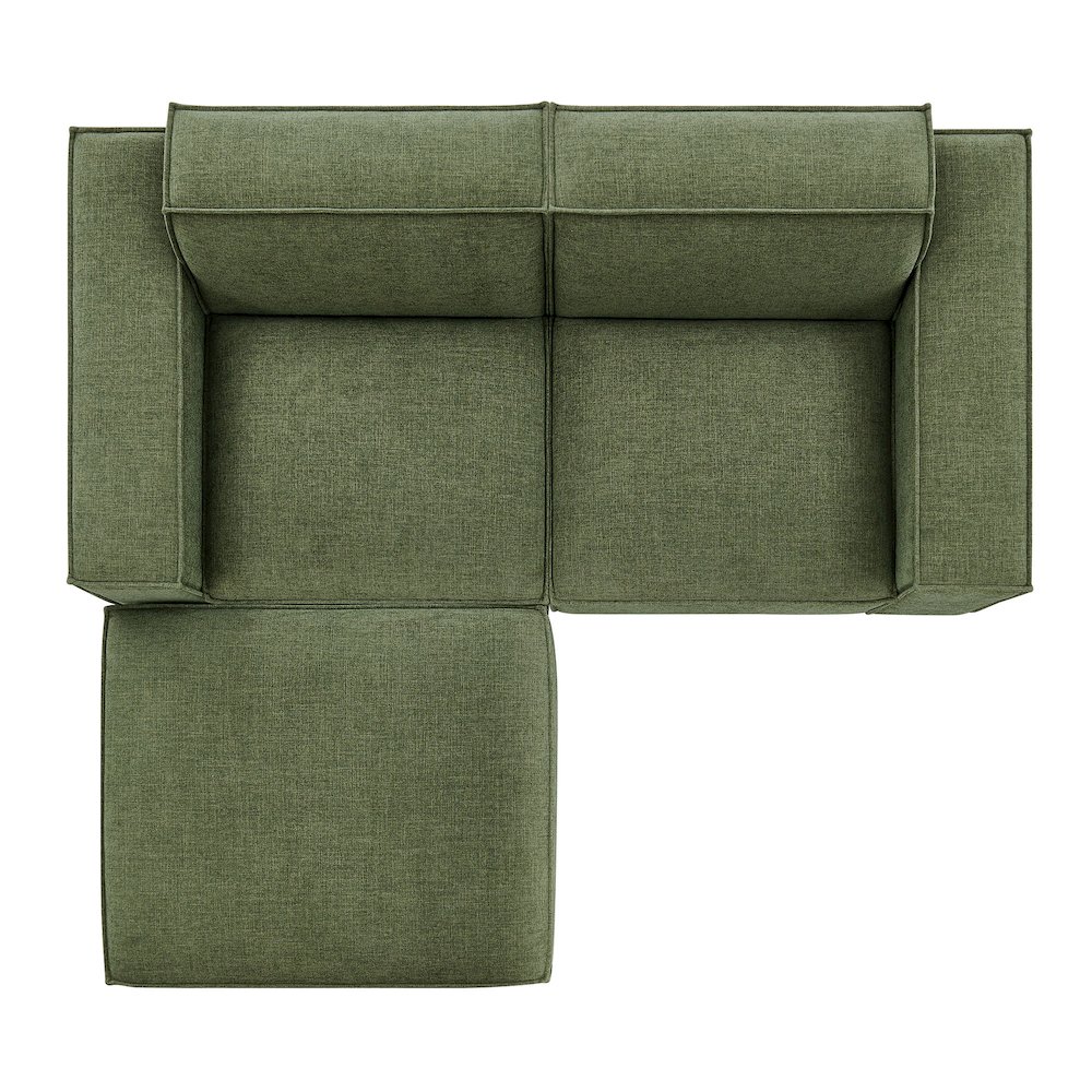 Restore 3-Piece Performance Fabric Upholstered Modular Loveseat with Ottoman. Picture 9