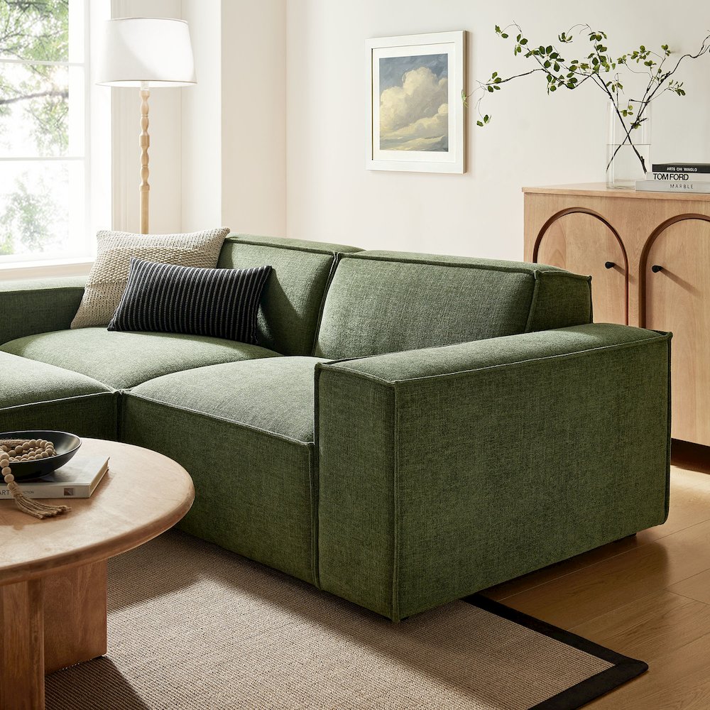 Restore 3-Piece Performance Fabric Upholstered Modular Loveseat with Ottoman. Picture 11