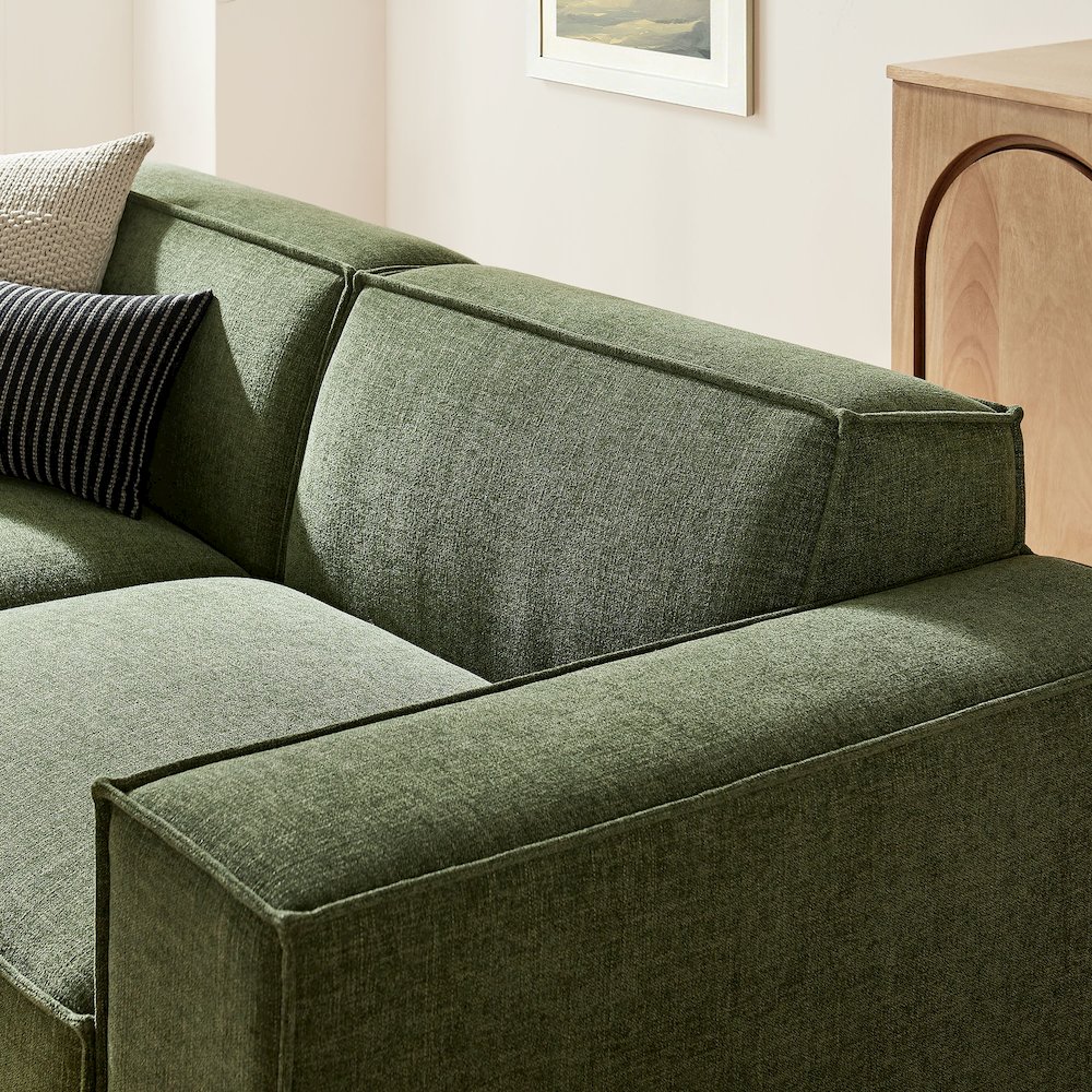 Restore 3-Piece Performance Fabric Upholstered Modular Loveseat with Ottoman. Picture 12