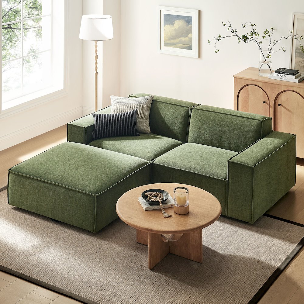 Restore 3-Piece Performance Fabric Upholstered Modular Loveseat with Ottoman. Picture 10