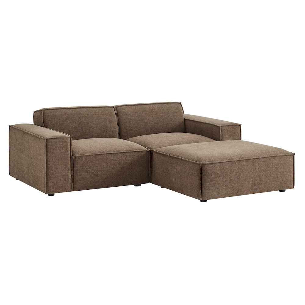 Restore 3-Piece Performance Fabric Upholstered Modular Loveseat with Ottoman. Picture 1