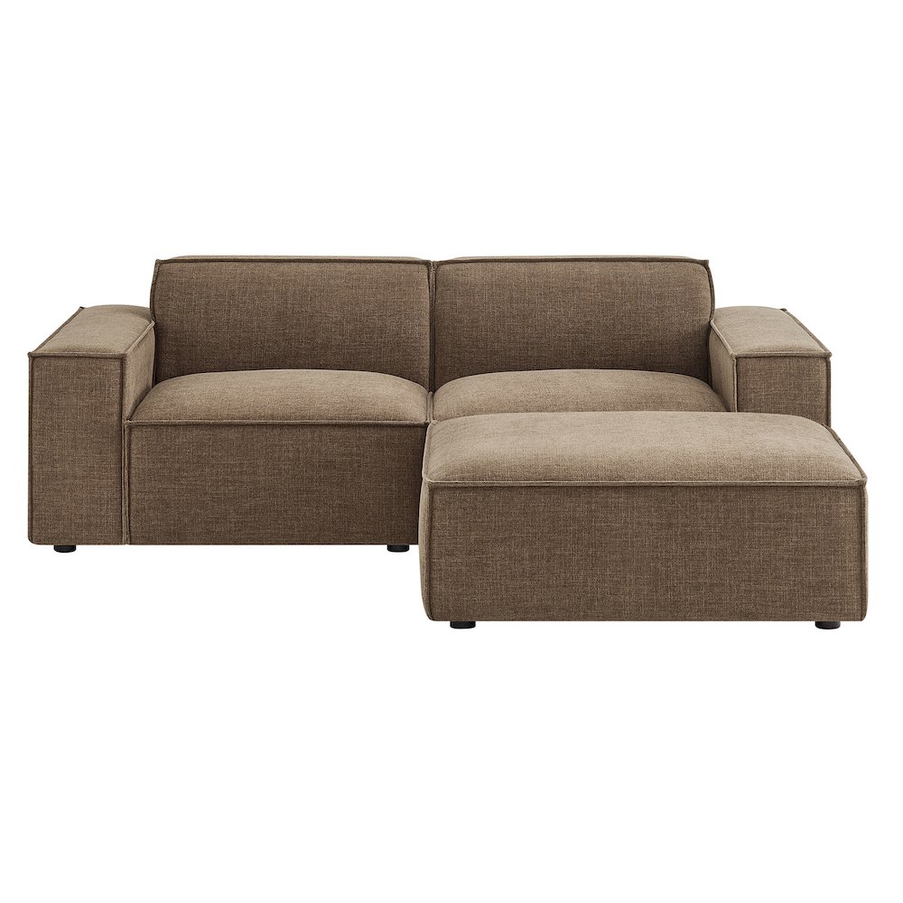 Restore 3-Piece Performance Fabric Upholstered Modular Loveseat with Ottoman. Picture 7