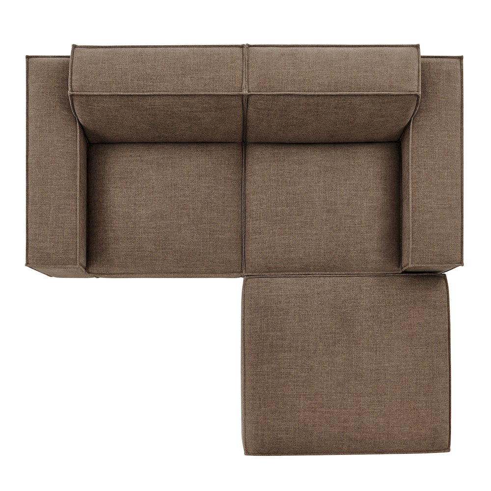 Restore 3-Piece Performance Fabric Upholstered Modular Loveseat with Ottoman. Picture 8