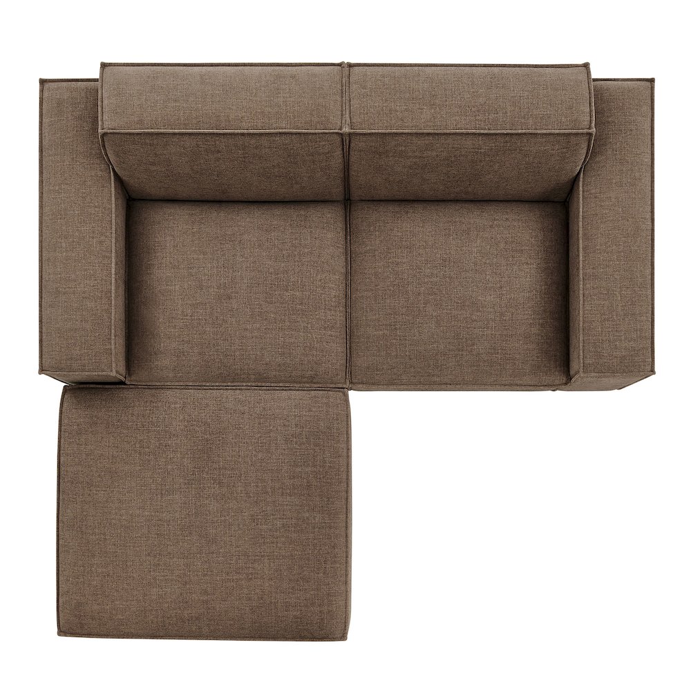 Restore 3-Piece Performance Fabric Upholstered Modular Loveseat with Ottoman. Picture 9