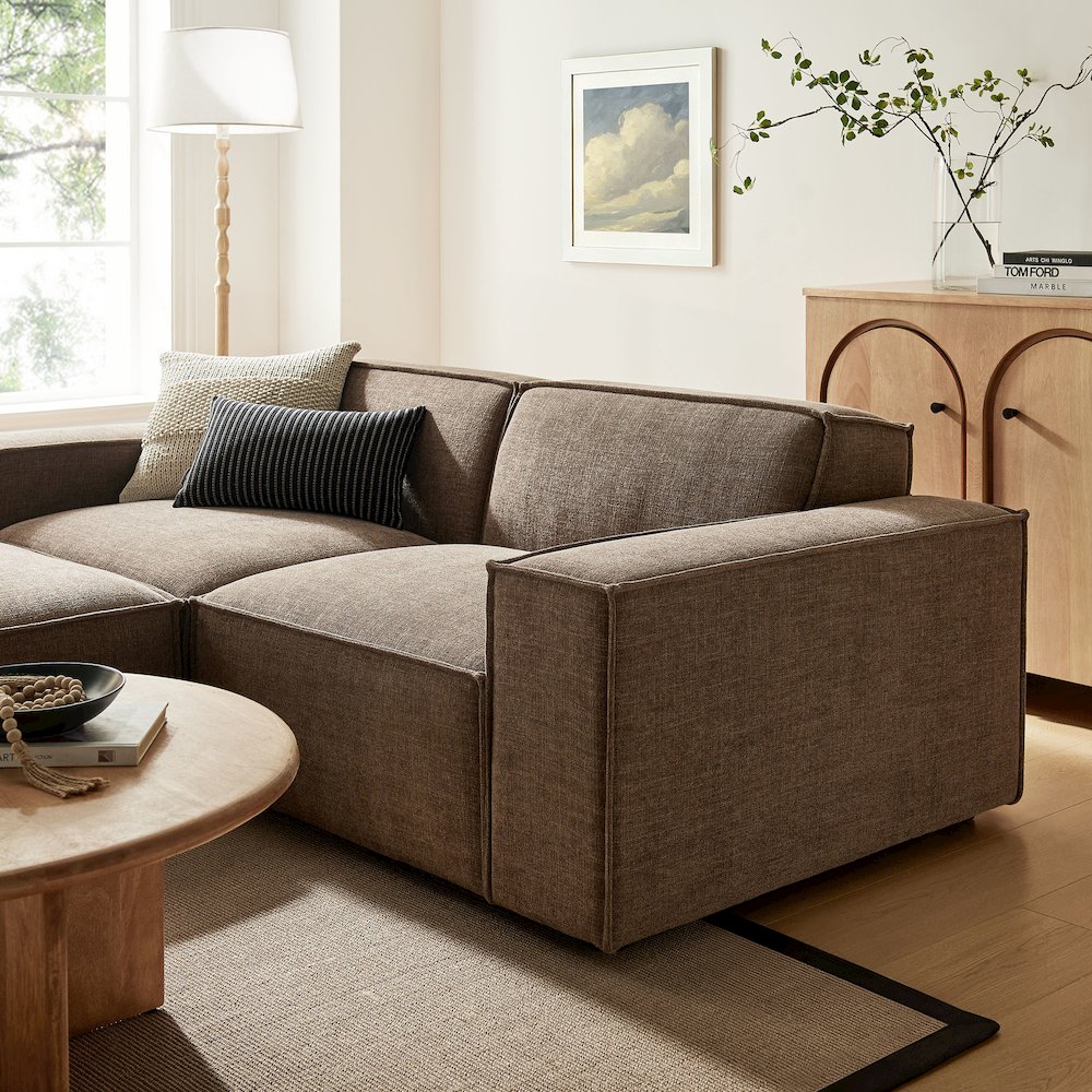 Restore 3-Piece Performance Fabric Upholstered Modular Loveseat with Ottoman. Picture 11