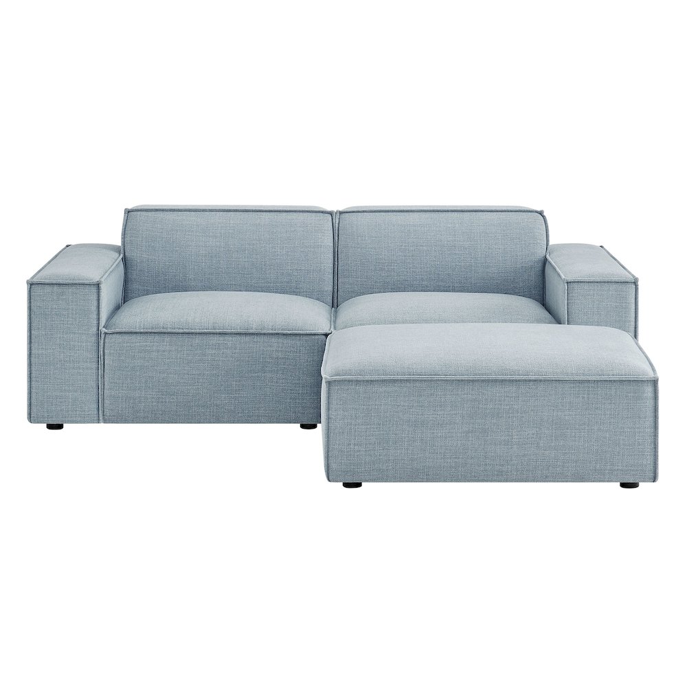 Restore 3-Piece Performance Fabric Upholstered Modular Loveseat with Ottoman. Picture 7