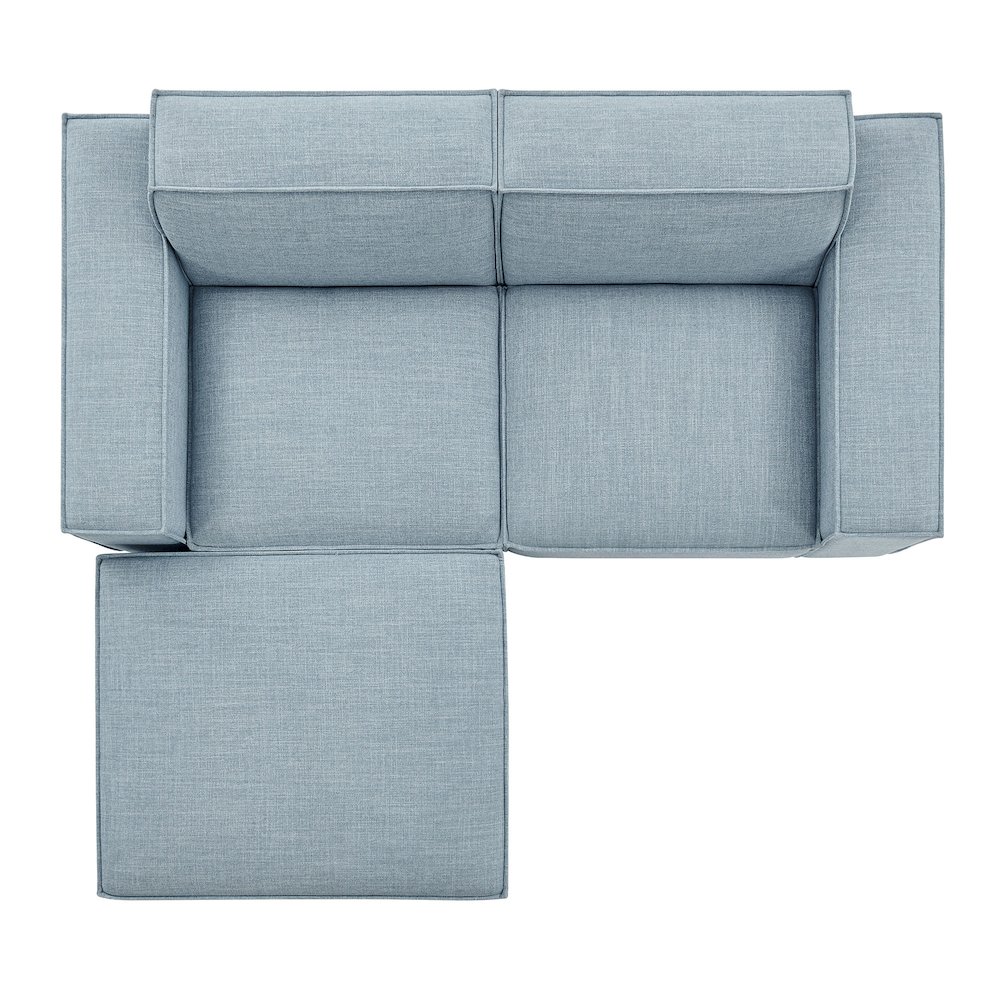 Restore 3-Piece Performance Fabric Upholstered Modular Loveseat with Ottoman. Picture 9