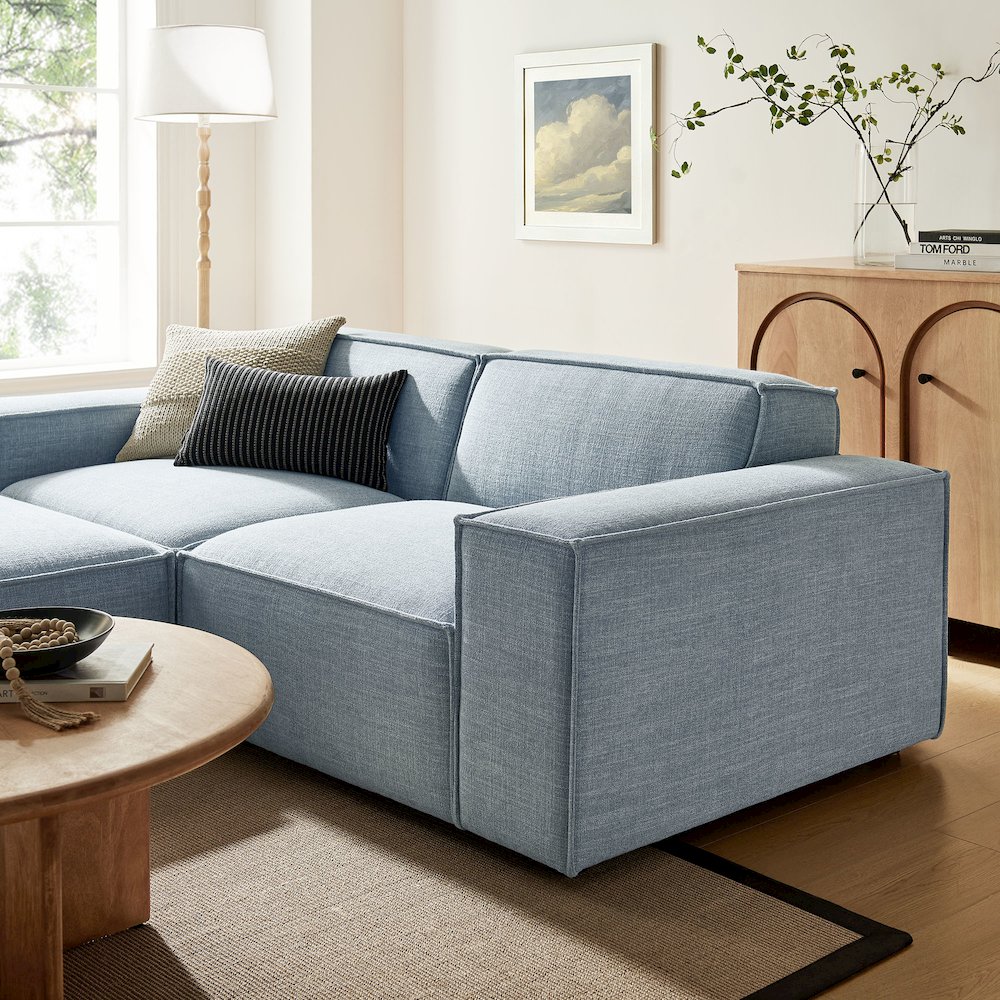 Restore 3-Piece Performance Fabric Upholstered Modular Loveseat with Ottoman. Picture 11