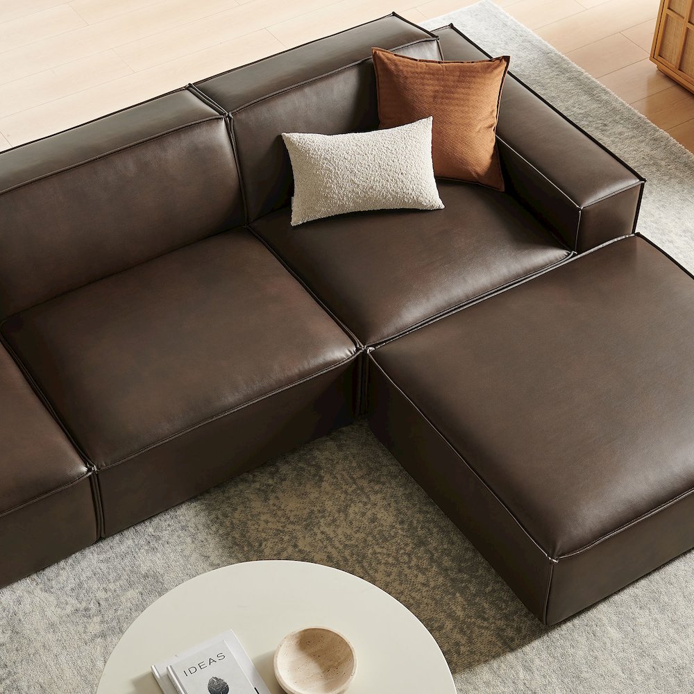 Restore 4-Piece Vegan Leather Modular Sofa Set with Ottoman. Picture 12