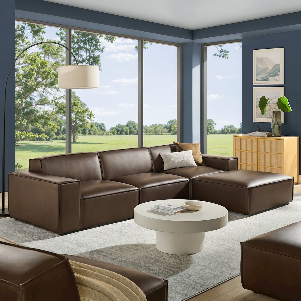 Restore 4-Piece Vegan Leather Modular Sofa Set with Ottoman. Picture 10