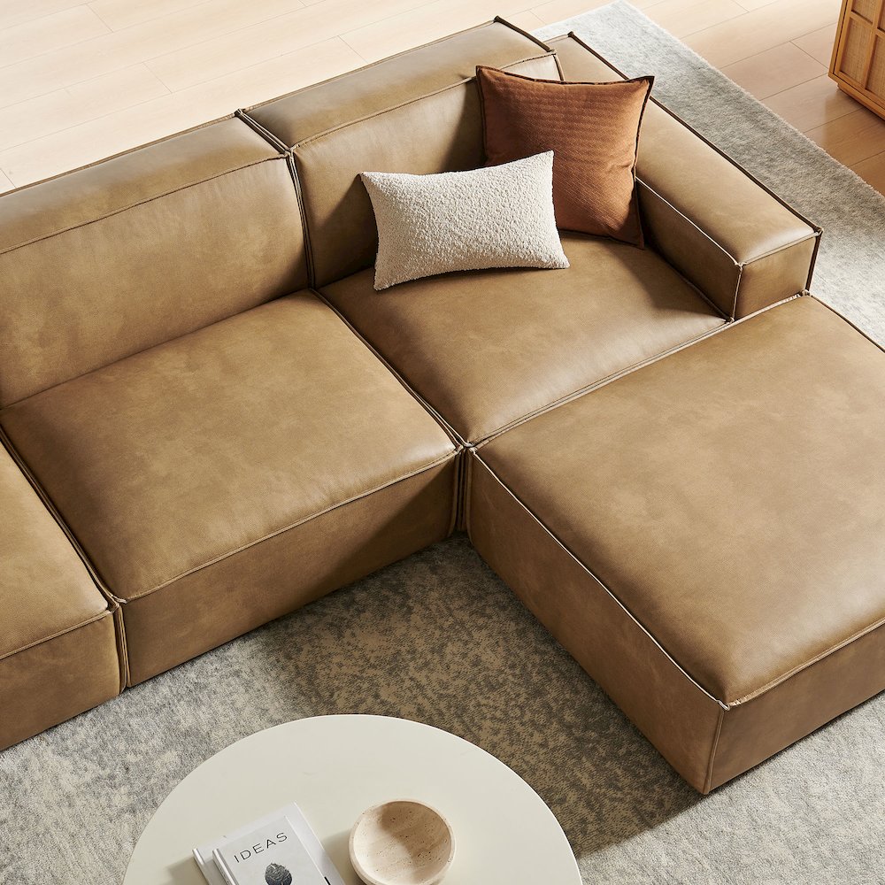 Restore 4-Piece Vegan Leather Modular Sofa Set with Ottoman. Picture 12