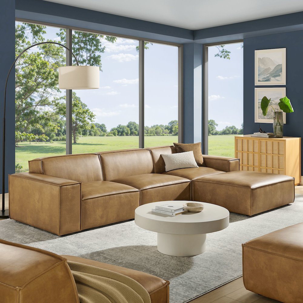 Restore 4-Piece Vegan Leather Modular Sofa Set with Ottoman. Picture 10