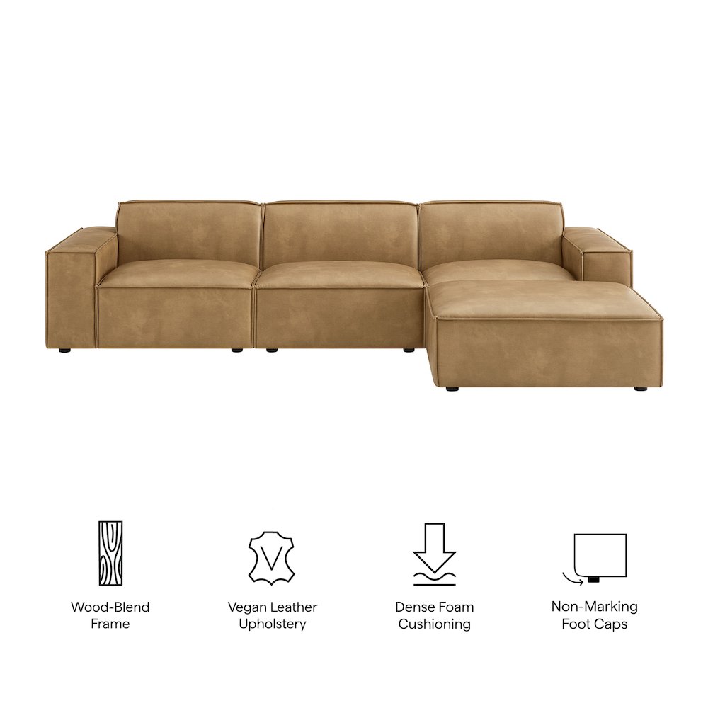 Restore 4-Piece Vegan Leather Modular Sofa Set with Ottoman. Picture 2