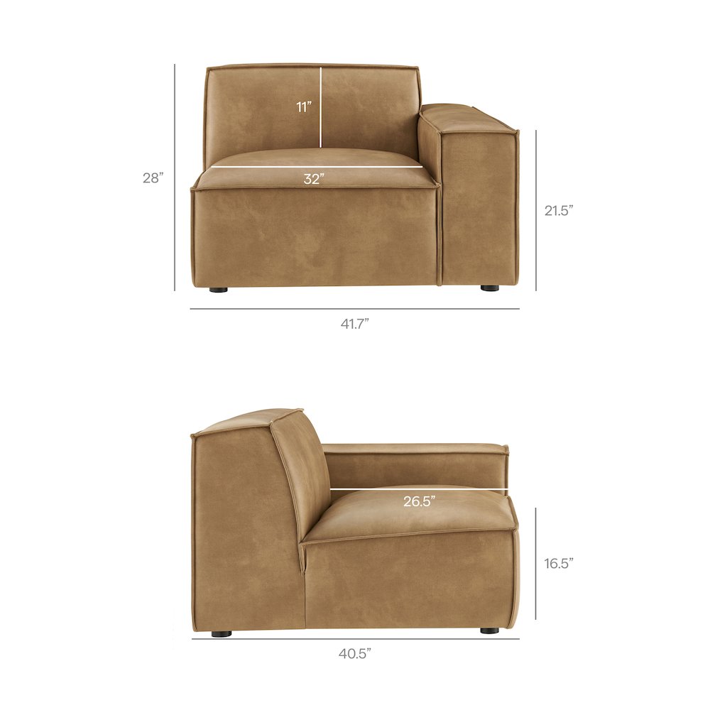 Restore 4-Piece Vegan Leather Modular Sofa Set with Ottoman. Picture 5
