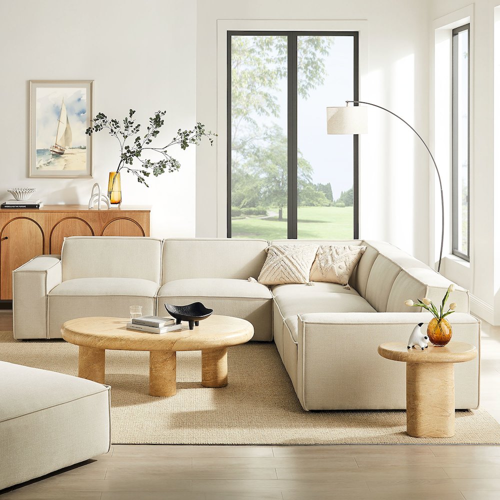 Restore 5-Piece Performance Fabric Upholstered Modular L-Shaped Sofa. Picture 10