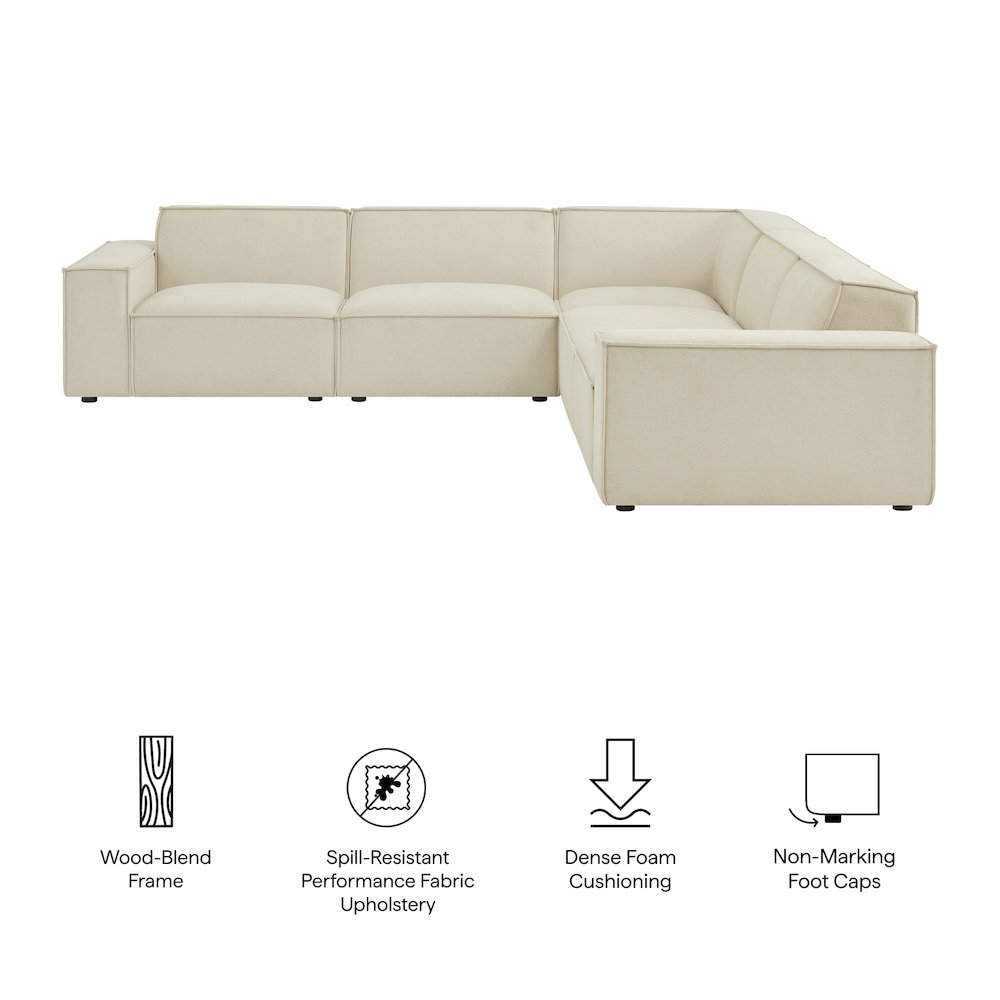 Restore 5-Piece Performance Fabric Upholstered Modular L-Shaped Sofa. Picture 2