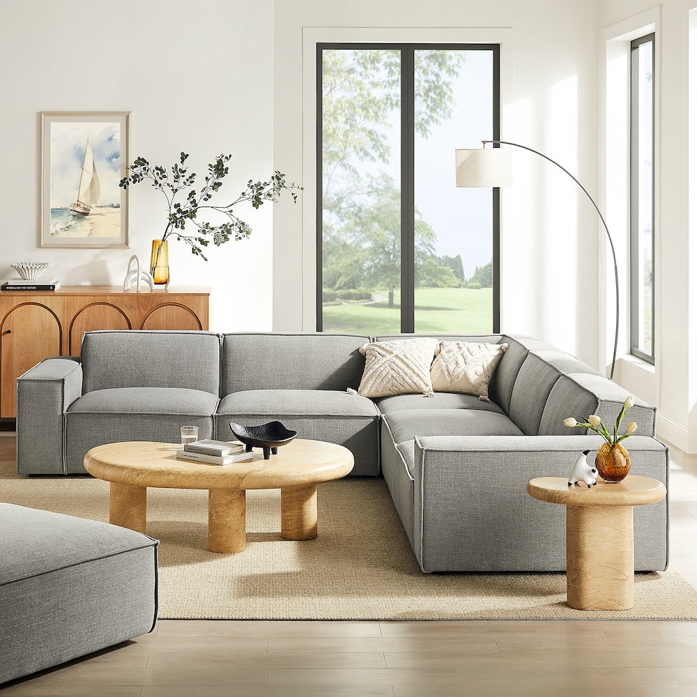 Restore 5-Piece Performance Fabric Upholstered Modular L-Shaped Sofa. Picture 10