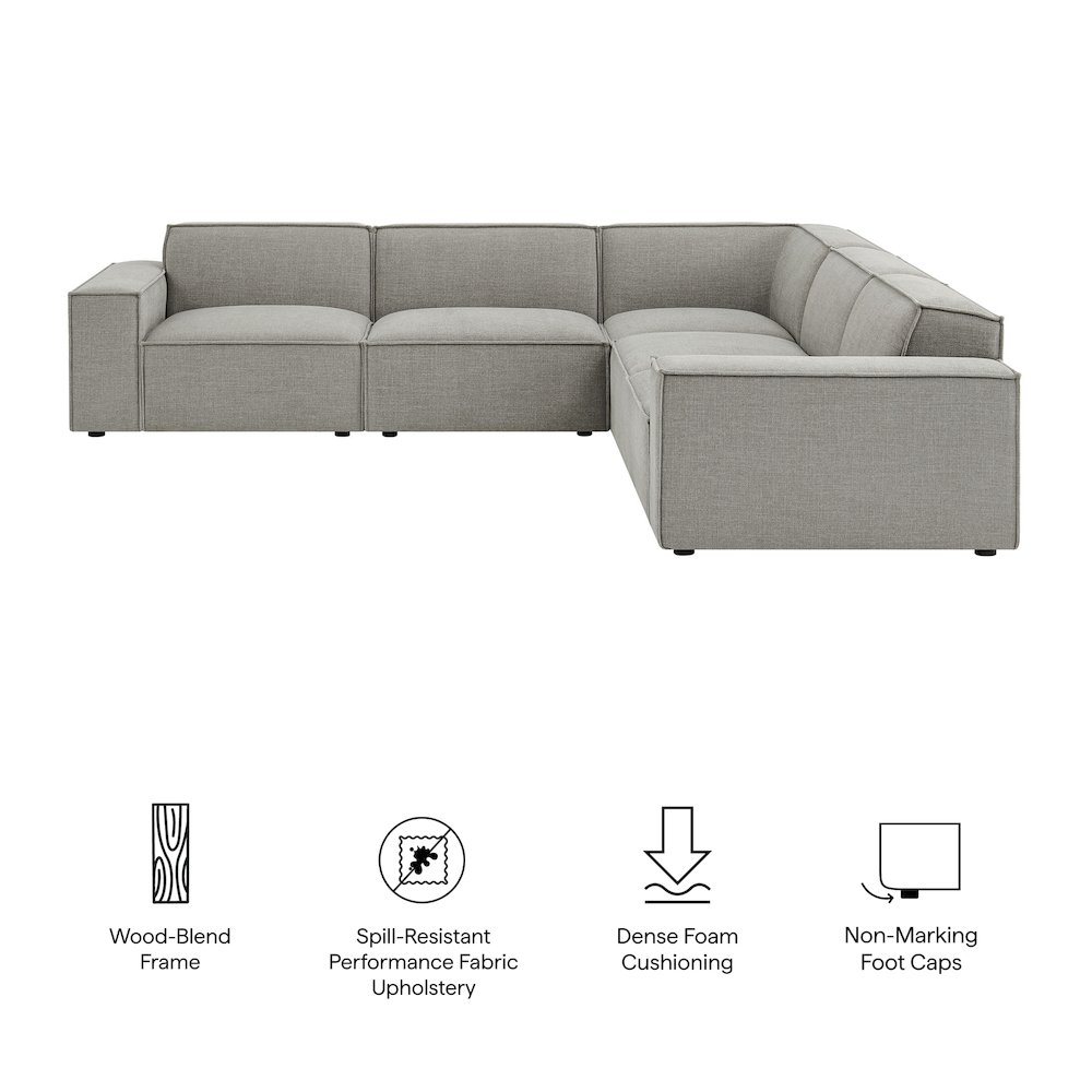 Restore 5-Piece Performance Fabric Upholstered Modular L-Shaped Sofa. Picture 2