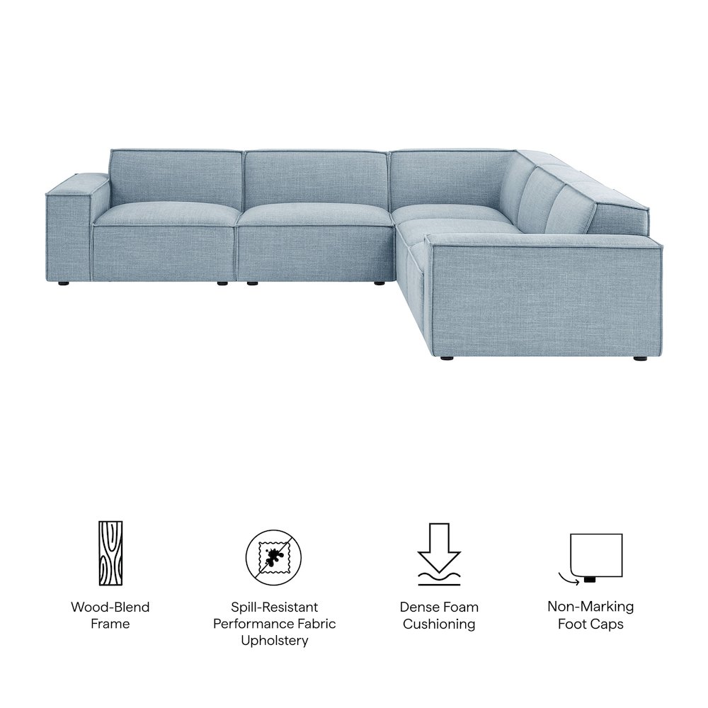 Restore 5-Piece Performance Fabric Upholstered Modular L-Shaped Sofa. Picture 2