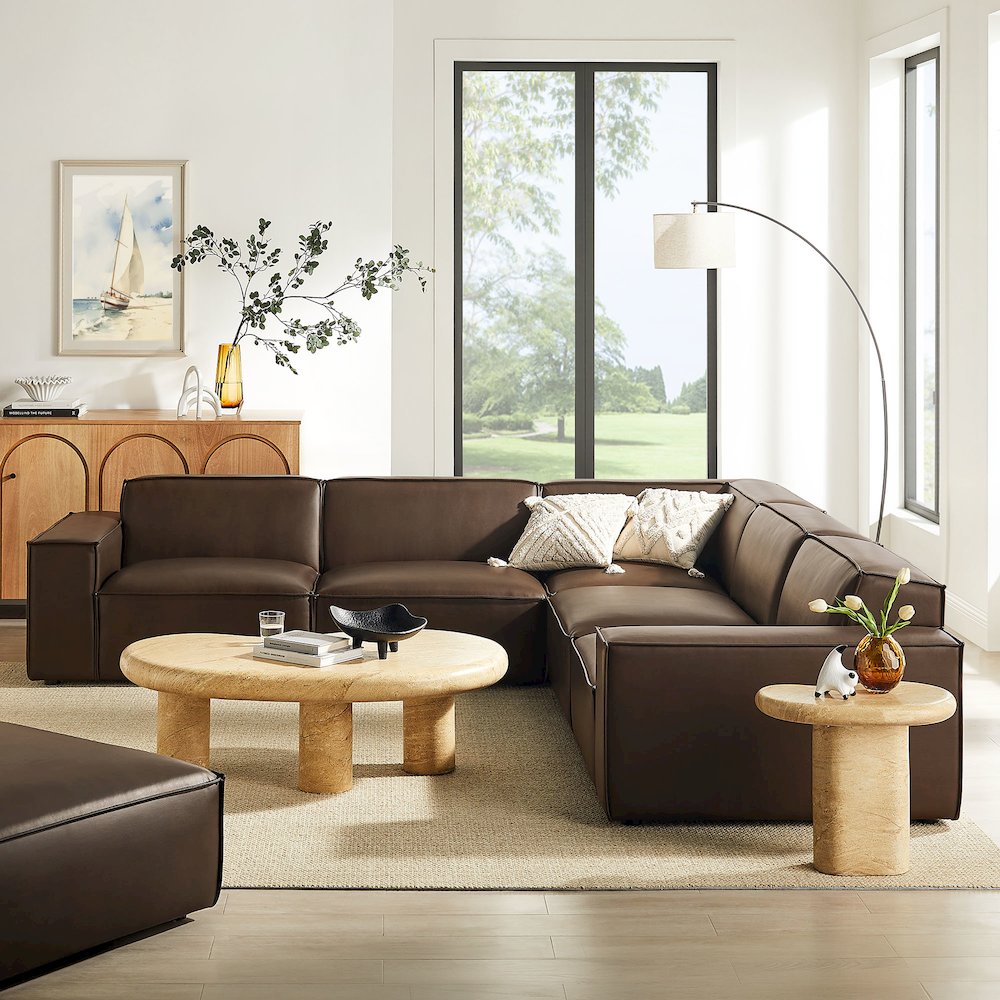 Restore 5-Piece Vegan Leather Modular L-Shaped Sofa. Picture 9