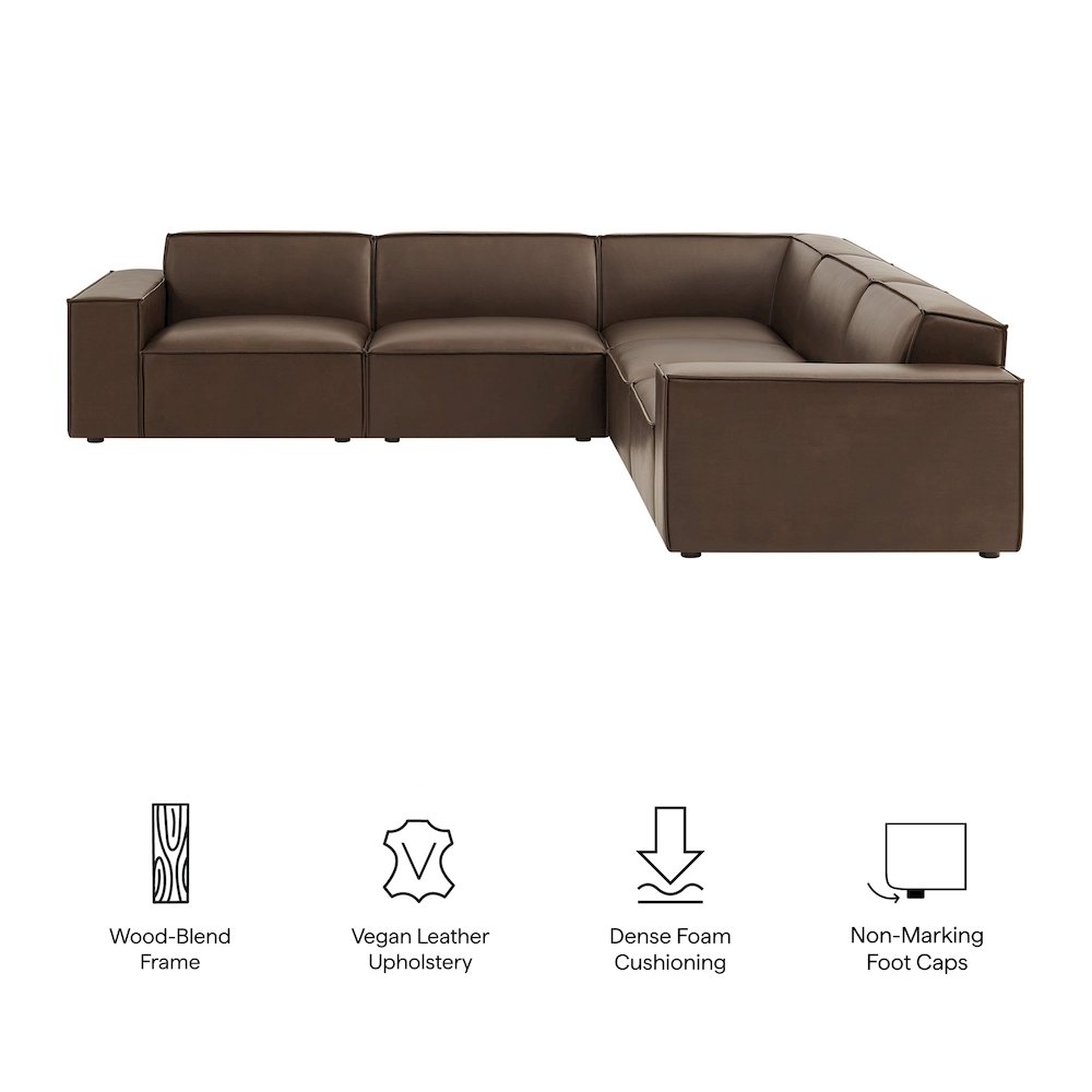 Restore 5-Piece Vegan Leather Modular L-Shaped Sofa. Picture 2