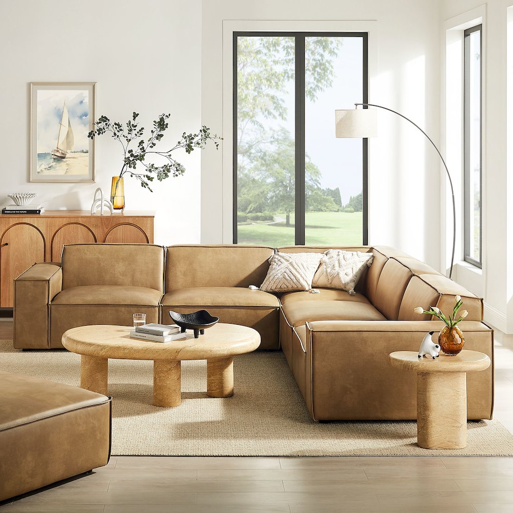 Restore 5-Piece Vegan Leather Modular L-Shaped Sofa. Picture 9