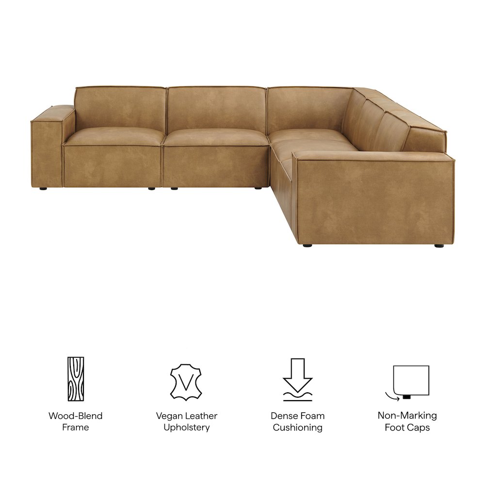 Restore 5-Piece Vegan Leather Modular L-Shaped Sofa. Picture 2