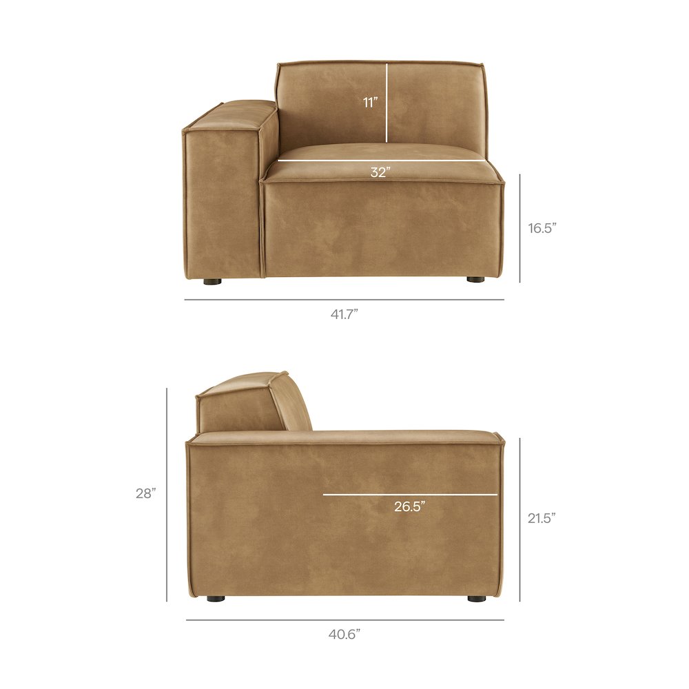 Restore 5-Piece Vegan Leather Modular L-Shaped Sofa. Picture 3