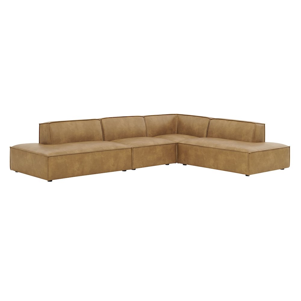 Restore 4-Piece Vegan Leather Modular L-Shaped Armless Sectional Sofa. Picture 1