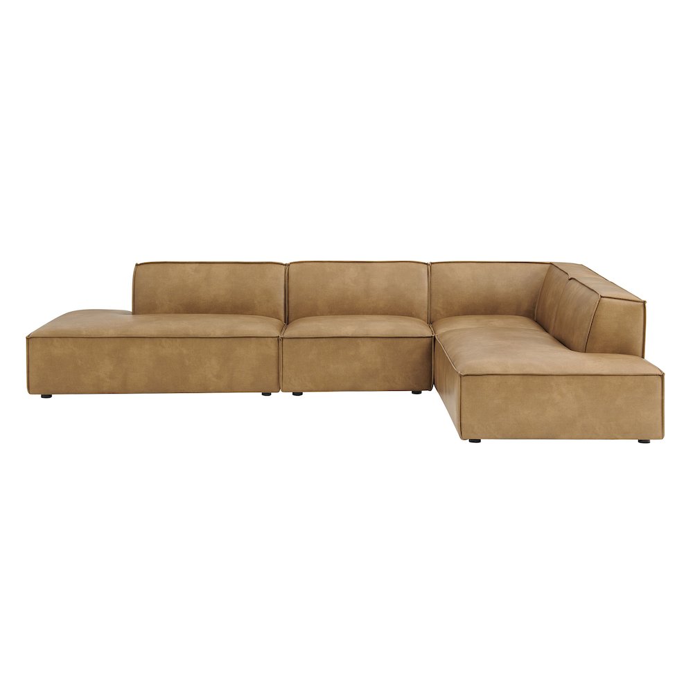 Restore 4-Piece Vegan Leather Modular L-Shaped Armless Sectional Sofa. Picture 7