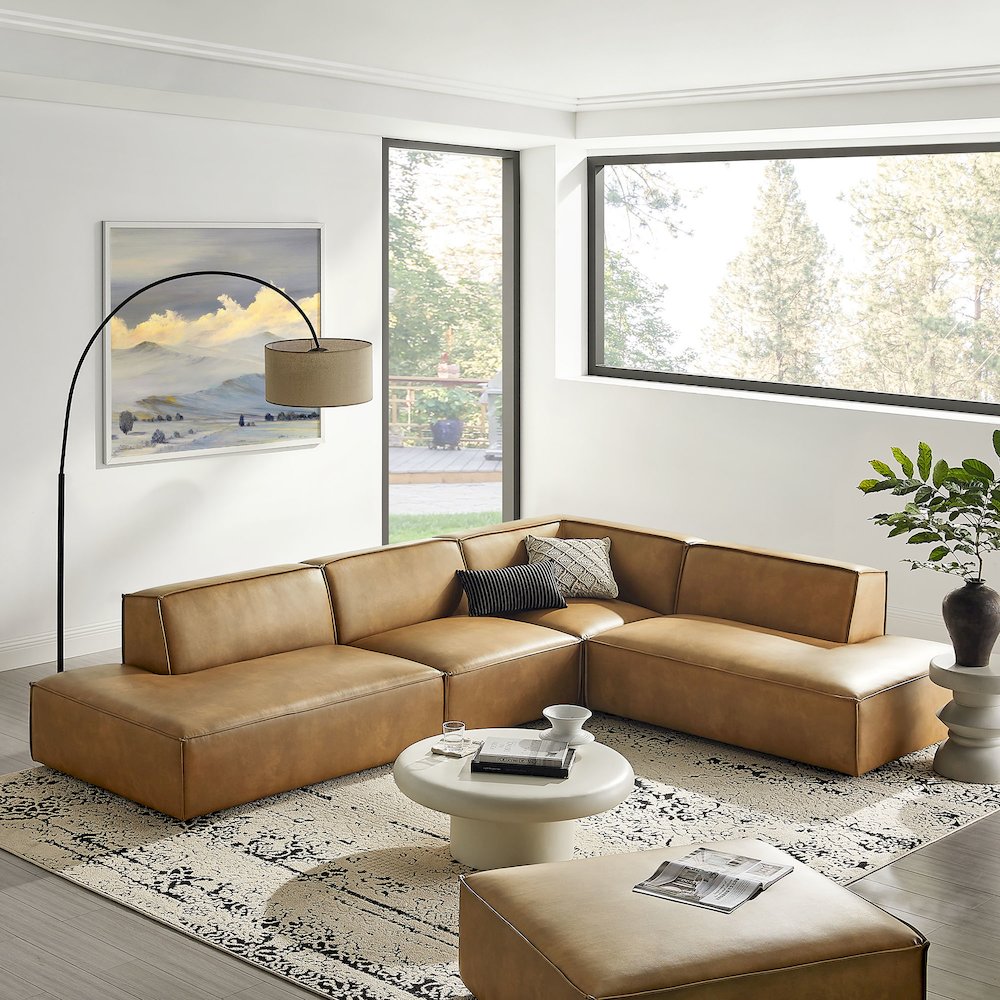 Restore 4-Piece Vegan Leather Modular L-Shaped Armless Sectional Sofa. Picture 9