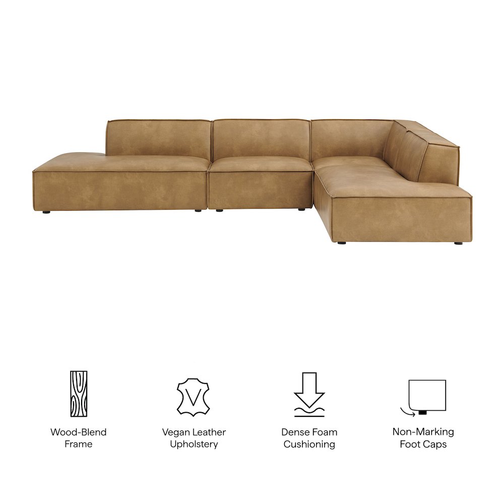 Restore 4-Piece Vegan Leather Modular L-Shaped Armless Sectional Sofa. Picture 2