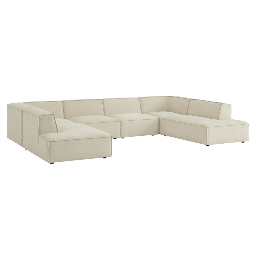 Restore 6-Piece Performance Fabric Upholstered U-Shaped Sectional Sofa. Picture 1