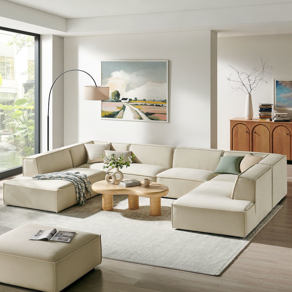 Restore 6-Piece Performance Fabric Upholstered U-Shaped Sectional Sofa. Picture 10