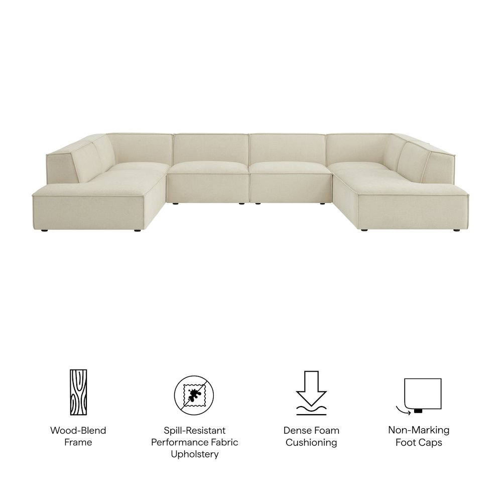 Restore 6-Piece Performance Fabric Upholstered U-Shaped Sectional Sofa. Picture 2