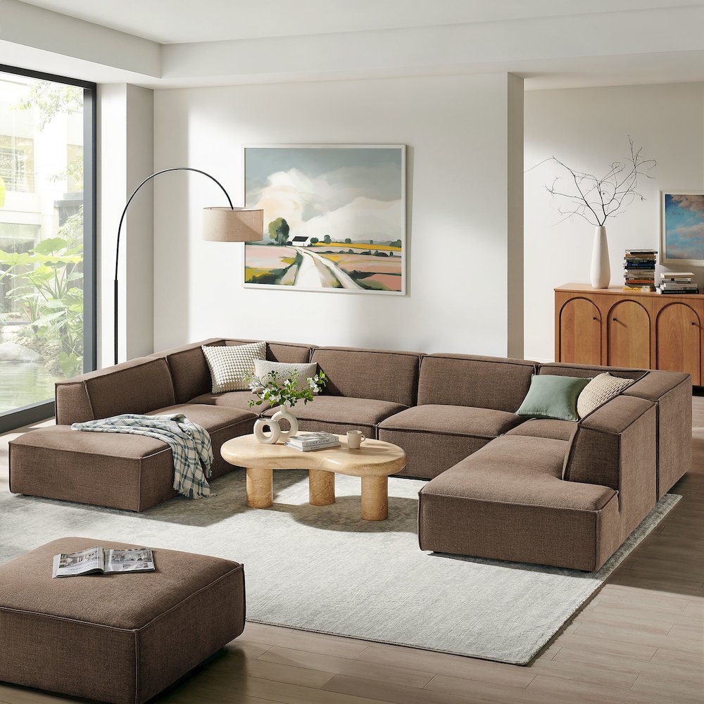 Restore 6-Piece Performance Fabric Upholstered U-Shaped Sectional Sofa. Picture 10